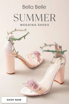 Prettiest 12-Hour Bridal Shoes for Summer | Block Heels New Heels Design 2023, High Heels Flowers, Whimsical Wedding Heels, Quinceanera Shoes Light Green, Weeding Shoes For Girl, Princess Core Shoes, Wedding Shoes With Flowers, Wedding Heels Floral, Fun Prom Shoes