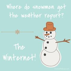 a snowman with a top hat and the words where do women get the weather report?