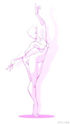 a drawing of a ballerina in the air with her arms outstretched and legs spread out