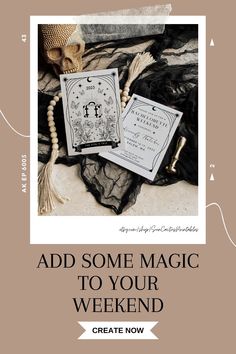 some cards that have been placed on top of each other with the words add some magic to your weekend