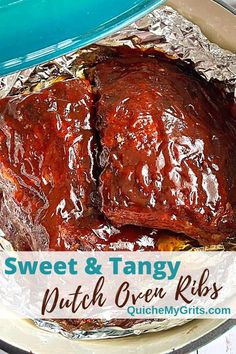 Baby back ribs in a dutch oven lined with foil. Ribs In Dutch Oven, Dutch Oven Ribs, Easy Dutch Oven Recipes, Oven Pork Ribs, Dutch Oven Recipe, Oven Ribs, Ceramic Dutch Oven, Best Picnic Food