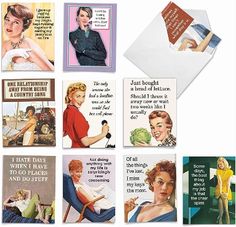 some cards with pictures of women on them