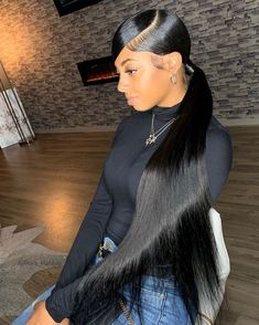 Kim K Ponytail, Matrix Hairstyle, Long Ponytail Hairstyles, Low Ponytail Hairstyles, Black Ponytail