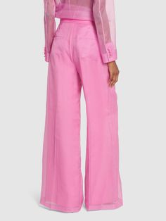 Concealed front hook and zip closure. Two side pockets. Two back pockets. Lined. Model is wearing a size42 Silk Organza, Wide Pants, Flat Espadrilles, Swim Accessories, Shearling Jacket, Ski Wear, Max Mara, Swimwear Tops, Party Outfit