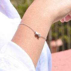 Bridesmaid Gift Initial and Heart Bracelet Personalized Bridesmaid Jewelry Silver Rose Gold Gold Wedding Jewelry Bridesmaid Bracelet Dainty minimalist initial and heart bracelet in silver plated, rose gold plated or 16k gold plated. Beautiful and delicate, an absolute must as a gift for your loved one or yourself. Layer it with other bracelets from Gemnotic to create a unique and modern look at an affordable price. --------------------------------------- CHARMS: -Letters are lowercase script -In Adjustable Heart Bracelet For Wedding, Adjustable Heart Bracelet For Weddings, Silver Heart Bracelet For Wedding On Valentine's Day, Adjustable Heart Charm Bracelet For Wedding, Adjustable Heart Bracelet For Valentine's Day Wedding, Adjustable Heart-shaped Wedding Bracelets, Elegant Heart-shaped Charm Bracelet For Weddings, Elegant Wedding Charm Bracelet With Heart Charm, Elegant Heart-shaped Wedding Charm Bracelet