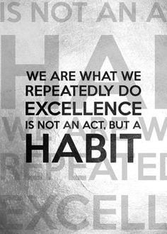 a quote that reads, we are what we repeatedly do excellence is not an act but