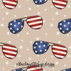 an american flag pattern with sunglasses and stars