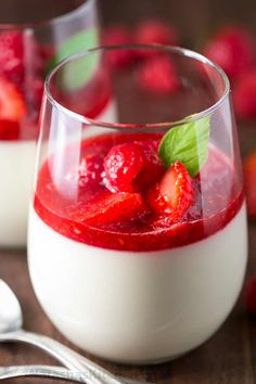 panna cota with berry sauce in small glasses