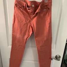 Never Worn Cheap Solid Color Button-up Bottoms, Pants Color, Color Orange, Pant Jumpsuit, Loft, Pants For Women, Jumpsuit, Size 10, Orange