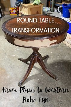 a round table with the words round table transformed into an informational sign on it