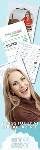 an advertisement for the dollar tree shop featuring a woman smiling and looking at the camera