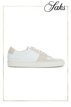 Common Projects' BBall Duo sneakers are crafted of leather, featuring a combination of suede and smooth textures. Made in Italy, this pair is designed with a round toe and lace-up styling. Round toe Lace-up style Leather upper Leather/textile lining Rubber sole Made in Italy White Leather Sneakers With Fade-resistant Material, Common Projects, Up Styles, Top Sneakers, Apparel Accessories, Rubber Sole, Leather Upper, In Italy, Lace Up