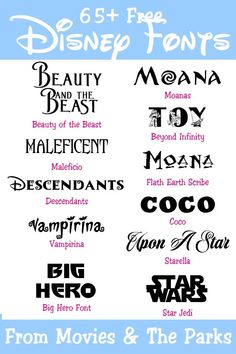 the font and numbers for disney's movies and the parks