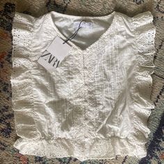 Adorable Zara White Eyelet Top For Summer! Purchased At Zara In Miami And Never Worn. Nwts Baby Boy Graphic Tees, White Eyelet Top, Zara Tshirt, Plum Sweater, Zara Knitwear, Kids Cardigans, Girls Crop Tops, Boys Graphic Tee, Gingham Tops