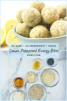 lemon poppy seed energy bites recipe with ingredients