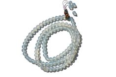 Features: Necklace consists of 108 beads with a Guru bead, positioned at the center of the strand, marking the completion of one full round of the mala. Size is 8mm Material: Made from moonstone known for its shimmering, iridescent play of colors, a pearlescent glow. Handcrafted by skilled artisans to ensure high quality. Symbolism: Often associated with the moon and its cycles. Represents intuition, emotional balance, and feminine energy. Purpose: Used in meditation and healing practices to enh Meditation Crystal Necklaces With Faceted Round Beads, Round Faceted Beads Crystal Necklaces For Meditation, Crystal Necklaces With Faceted Round Beads For Meditation, Spiritual Round Bead Crystal Necklaces For Beach, Spiritual Crystal Necklaces With Round Beads For Beach, Spiritual Oval Beads Crystal Necklace With Adjustable Fit, Adjustable 108 Beads For Jewelry Making, Spiritual Crystal Necklaces With Oval Beads, Spiritual Style Faceted Round Beaded Necklaces