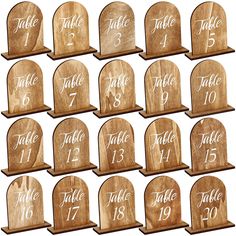 PRICES MAY VARY. What You Will Get: this package comes with 20 pieces table numbers from number 1 to number 20, the quantity is sufficient that can meet your wedding party decorative needs; You can also share them with others Reliable and Long Lasting: these table numbers for wedding reception are made of wood material, reliable and sturdy, will not tear or break easily, the words on them are clearly printed that will not fade easily, you can buy them with confidence Proper Size: each wooden tab Wooden Table Wedding, Wood Table Numbers Wedding, Gold Votive Candle Holders, Gold Votive Candles, Wood Table Numbers, Table Numbers Wedding Rustic, Centerpieces For Tables, Wooden Table Numbers, Table Markers