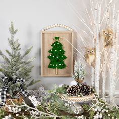 a christmas tree is displayed on a table