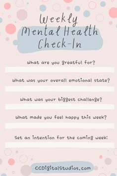 Embark on a wholesome journey for your mind with our 'Weekly Mental Health Check-In'. We believe that better mental health matters, not just for you, but for everyone around you. Don't just exist, thrive! Check out our mental health resources! #mentalhealthcheckin #counseling #mentalhealthmatters #psychologist Monday Check In, Mental Health Check In, Mental Health Plan, Wellness Ideas, Metal Health, Mental Health Month, Mental Health Activities, Awareness Quotes