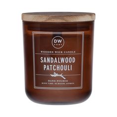 wooden wick candle sandalwood patchouli