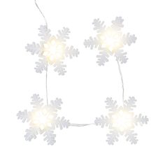 snowflake string lights on white background