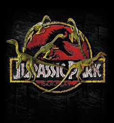 an image of the logo for dinosaur park, which is located in front of a black background