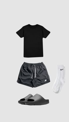 Black Shorts Outfit Summer, Guys Fashion Swag, Black Shorts Outfit, Drippy Outfit, Rapper Outfits, Classy Outfits Men, Summer Shorts Outfits, Outfit Inspo Casual, Guys Clothing Styles