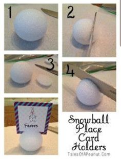 instructions for how to make snowball place card holders