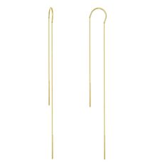 "This trendy lariat earrings have solid 14K yellow gold and the overall piece is perfect to be worn on an everyday basis. The piece is simple and yet creative enough to attract attention from all kinds of crowds. Specifications: Product name: trendy simple lariat earring Metal type: 14 K Gold Metal weight: 1.1 grams Dimensions: 1.5 \"H" Unique Earring, Classy Earrings, Minimalist Earring, Minimalist Earrings Gold, Stud Earrings Unique, Earring Dangle, Initial Earrings, Earring Handmade, Handmade Earring