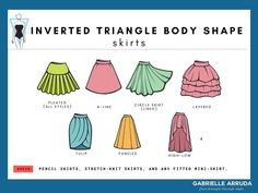 How To Dress An Inverted Triangle Body Shape, Fashion For Inverted Triangle, Skirt Inverted Triangle, Inverted Triangle Skirt Outfits, Skirt For Inverted Triangle, Tall Inverted Triangle Outfits, Plus Size Inverted Triangle Outfits, Inverted Triangle Skirts, Triangle Body Type Outfits