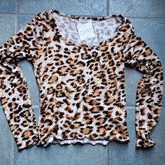 Brand New With Tags Leopard Print Shirt Trendy Cute Leopard Print Cotton Tops For Fall, Casual Leopard Print Spring Tops, Casual Fitted Brown Shirt, Casual Stretch Leopard Print Blouse, Fitted Casual Leopard Print Tops, Fall Leopard Print Cotton Tops, Casual Leopard Print Stretch Tops, Fitted Brown Long Sleeve Tops, Brown Fitted Long Sleeve Top