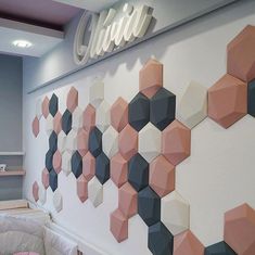 the wall is made up of hexagonal shapes