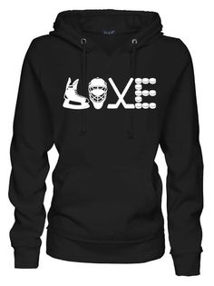 a black hoodie with the word love and skull in white on it's chest