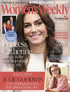 the cover of women's weekly magazine features a smiling woman