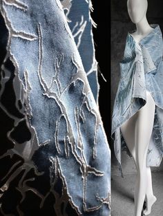 an image of a mannequin dressed in clothes made out of denims and fabric