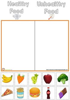 healthy food worksheet for kids to learn how to make them look like they are eating