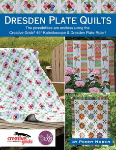 the cover of a book with pictures of flowers and quilts on it, including an image