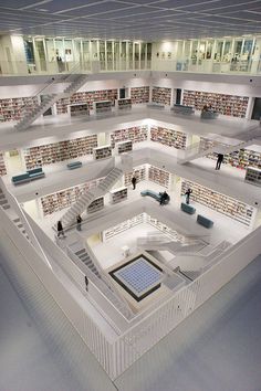 an aerial view of a library filled with lots of books