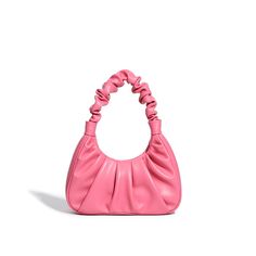 Rendered in a striking shade of pink that’s perfect for work and play, this hobo bag will inject fun into your everyday ensembles. Featuring a sleek curved silhouette and unique pleated handle design, this bag will add a touch of sophistication to any outfit. Thanks to the zip closure that opens up into a spacious interior, this bag will keep your belongings secure and easily accessible.Weight: 350 gWidth (cm): 7 cmHeight (cm): 12 Color: PinkStrap Length: 19 cmInterior Material: PU leatherMateri Elegant Pink Shoulder Bag With Round Handle, Pink Leather Bag With Round Handle, Pink Leather Top Handle Baguette Bag, Elegant Pink Satchel Baguette Bag, Elegant Pink Bag With Round Handle, Pink Leather Shoulder Baguette Bag, Pink Top Handle Baguette Bag For Shopping, Modern Pink Top Handle Baguette Bag, Trendy Hobo Bag With Round Handle For Everyday