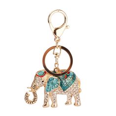 an elephant keychain with jewels on it