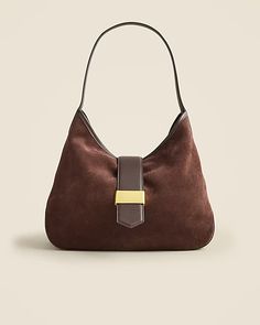 J.Crew: Berkeley Suede And Leather Shoulder Bag For Women Winter Purses, Fall Bags, Suede Purse, Suede Handbags, Brown Purses, Brown Bags, Hobo Bag, Shoulder Handbags, Nice Shoes