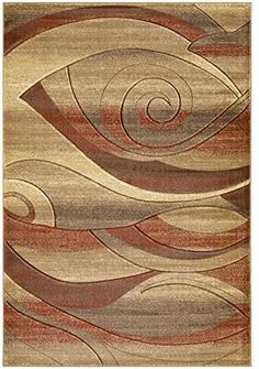 a rug with an abstract design on the bottom, and a wavy pattern on top