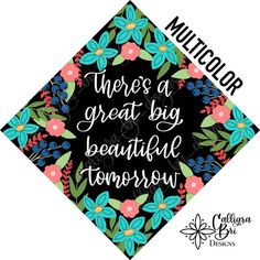 Congratulations on your graduation! Let us make your big day even more special with a unique and customizable graduation cap topper!_________________________________________________________TOPPER DESCRIPTION:All cap toppers are hand drawn/lettered digitally and then printed on high quality card stock paper and shipped to you. The size of the topper is about 9.5"x9.5" which will fit the standard graduation cap, but PLEASE MEASURE YOURS. (If you need a different size, you can leave a note for me a Grad Cap Decoration, Great Big Beautiful Tomorrow, Congratulations On Your Graduation, Grad Cap Topper, Grad Cap Decorated, Grad Quotes, Diy Graduation Cap, Cap Decoration