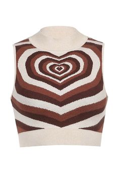 Avant Heartbreaker Heart Layer Knit Vest Crop Top for Women Crop Top Autumn, Womens Tank Tops Summer, Jeans Patchwork, Hot Pink Sweater, Green Corset, Girls Heart, Knitted Heart, Vest Crop Top, Y2k Sweater