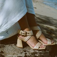 Never Worn. Dolce Vita Paytin Natural Raffia Heel 7.5. Strap Heels Outfit, Heels White, Summer Campaign, Heels Outfits, Patio Designs, Dolce Vita Shoes, Clothespins, Chunky Heel, Strap Heels