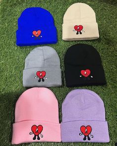 Hey there!  See the pictures for reference  High quality beanies with embroidered bad bunny heart  Warm, stretchy and comfy  Super cute beanies available in several colors.  Fast shipping, shipping from California💕 Trendy Beanie For Streetwear, Trendy Beanie For Spring Streetwear, Trendy Spring Beanie For Streetwear, Trendy Streetwear Beanie For Spring, Trendy Spring Streetwear Beanie, Pink Casual Beanie Cap, Cute Streetwear Hats, Cute Streetwear Cap, Bunny Bucket Hat