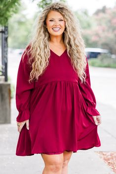 We are in love with this gorgeous dress! It has a lovely plum color with a babydoll design that is a season favorite! The flowy figure flattering fit is perfect for any occasion! Pair this beauty with some booties or heels for your next event for a sassy chic look! 97% Polyester, 3% Spandex Flowy Solid Color Dress For Fall, Flowy Dresses For Date Night In Fall, Flowy Ruffle Hem Dress For Fall, Spring Burgundy Flowy Dress, Flowy Burgundy Dress For Spring, Sassy Chic, Plum Color, Gorgeous Dresses, Labour Day