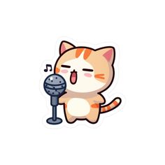 Tiny Microphone, Cat Singing, Singing Cat, Memo Pad Design, Cats Musical, Pusheen Cat, Graphic Design Background Templates, Cute Cartoon Drawings