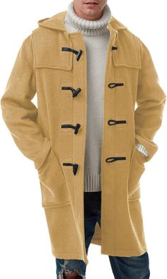 This Men's Stylish Lapel Collar Breasted Trench Coat is sure to make a statement with its classic design. The lapel collar design adds a modern touch to the look, while the breasted style ensures a snug fit for maximum warmth. Crafted from premium quality materials, it is the perfect addition to any wardrobe. 100% Polyester Machine Wash, Dry Clean Only, Hand Wash Only High quality wool blend and cotton, heavyweight，windproof，warm and soft to the touch. Keeping your body warm and comfortable in w