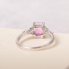 All HANDMADE ITEMS SHIP IN APPROX 8 DAYS Main Stone: Lab created pink sapphire Main Stone Size: Emerald cut 6 mm x 8 mm Main Stone Weight: 1.75 carat Side Stone: CZs Height From The Ring Setting Bottom(to gemstone top): about 5.13 mm Width of Ring band Measure: gradually varied,about 1.67 to 1.91 mm Material: .925 Sterling Silver/14K White Gold/14K Yellow Gold/14k Rose Gold Engraved: Available For FreeNo more than 13 letters) Customized:Of course! Tell me what you want Includes With Order: All o Pink 14k White Gold Wedding Rings, Rectangular White Gold Ring With Accent Stones, Elegant Rectangular Sapphire Ring In White Gold, Elegant White Gold Sapphire Ring With Rectangular Shape, Elegant White Gold Sapphire Ring Rectangular, Elegant White Gold Rectangular Sapphire Ring, Pink Sapphire Ring With Bezel Setting For Wedding, Silver Rectangular Sapphire Ring, Silver Sapphire Wedding Ring With Radiant Cut